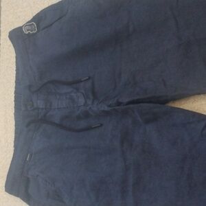 04651 - A Trip In A Bag Blue Linen Pants (Made in Portugal)  32/35" - 29"